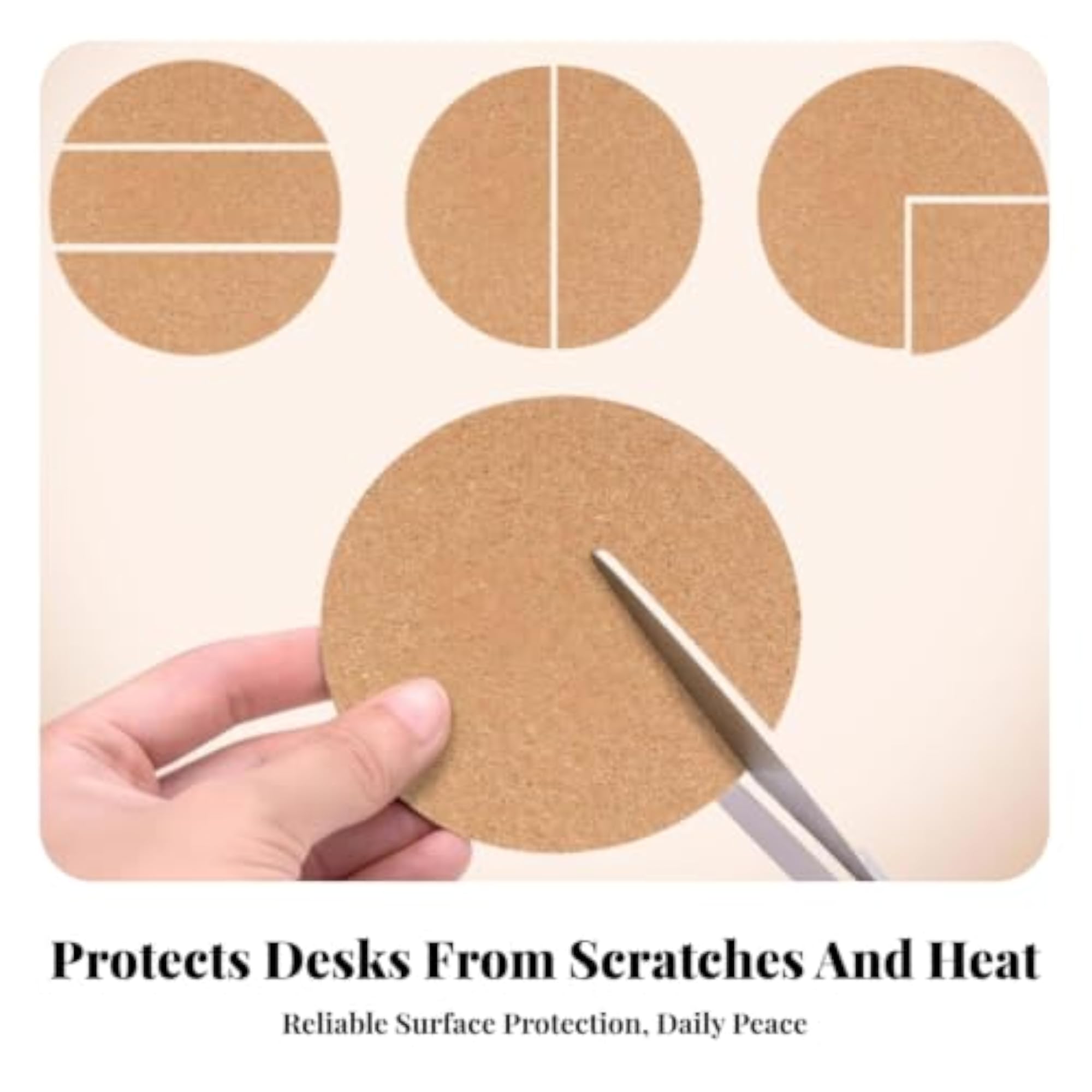 Self-Adhesive Cork Coasters, 100 Pieces
