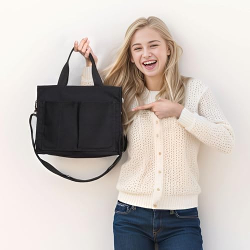 Image of F-color College Tote Bag for School - Large Nurse Bag Zipper Pockets