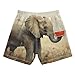Selerdon Quick Dry Swim Trunks Elephant Red Coffee for Boy Kids Summer Fashion Beach Shorts with Adjustable Waist and Side Pocket for Daily Wear Outdoor Play XS