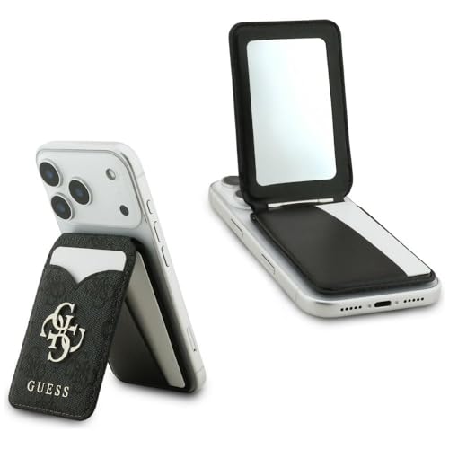 CG Mobile Guess PU 4G Porte-Cartes magnétique - Fonction Support/Miroir Inclus, Noir, 11,9 cm