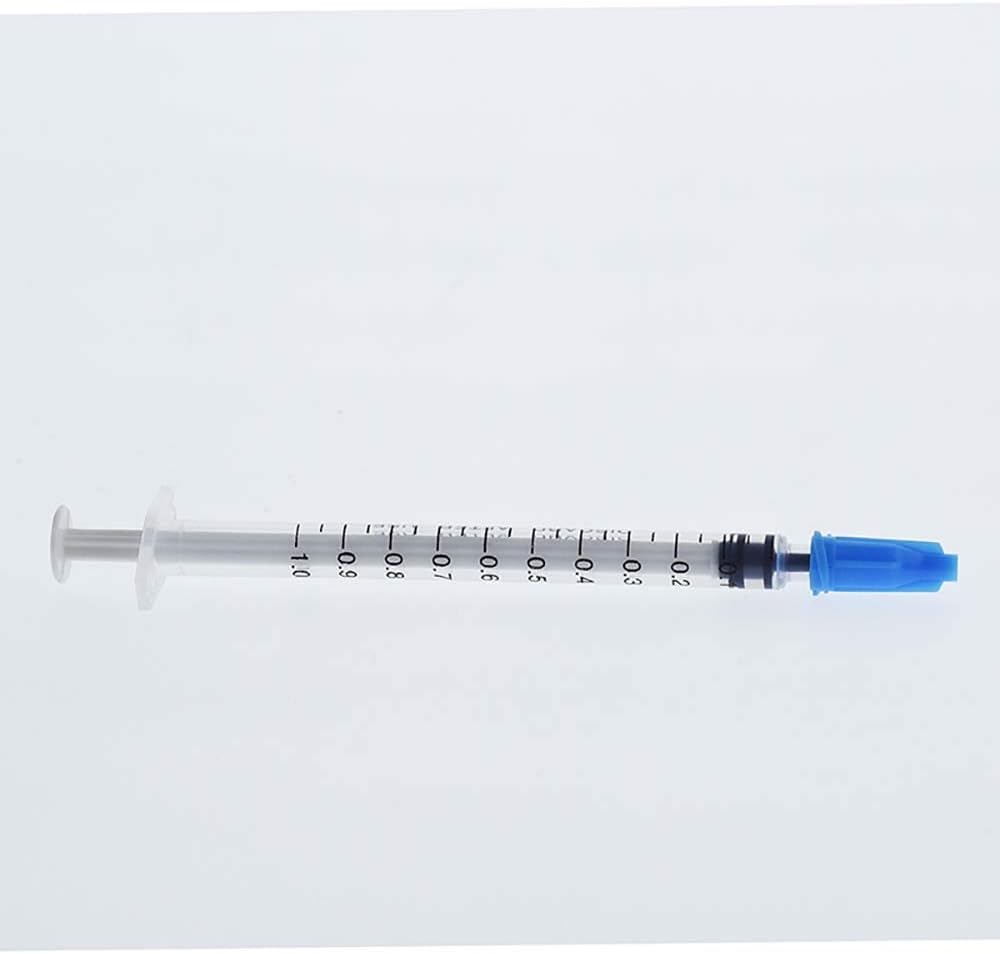100 Sets/lot Dispensing Cones 1cc 1ml Plastic with tip Dark Blue Cap