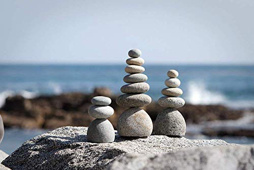 Garden Age Supply Natural River Stone Rock Cairn Sculpture Stacked Stone Balanced Rock Zen Stones Meditation (Set of 3)