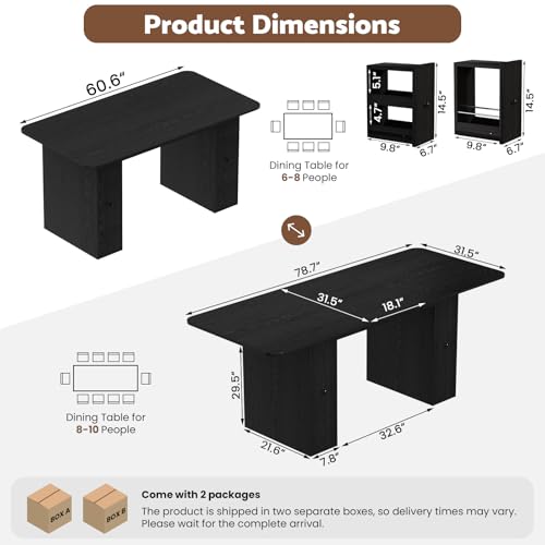 63" to 79" Modern Extendable Dining Table with Storage for 6-10 People - image 2