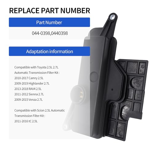 OXCANO 044-0398 Automatic Transmission Filter Kit with Gasket Compatible with U760E Transmission Toyota Scion Camry RAV4 Venza Sienna Replaces 0440398 3533073010 353300R010