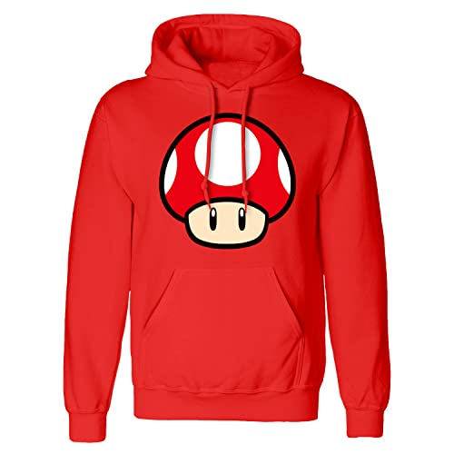 SUPER MARIO - Sudadera Modelo Power Up Mushroom para Adultos Unisex (XL) (Rojo/Negro/Blanco)