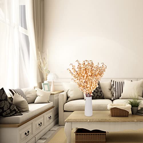 Hantajanss Artificial Orchids Silk Flowers, 8 Pcs Orchids Silk Fake Flowers In Bulk Flowers Artificial For Indoor Outdoor Wedding Home Office Decoration (Champagne) #TOP4