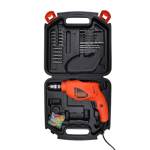 BLACK+DECKER HD400KA50 10mm 550 Watt Impact Drill Kit (Orange, 75 Accessories)