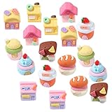 Décoration de maison de poupée - l'ensemble de jouets alimentaires en résine comprend de beaux et mignons jouets alimentaires dans différents styles tels que du , de glacée, une maison, etc., avec une quantité suffisante et des couleurs vives pour répondre à vos différents besoins, kit de maison miniature
