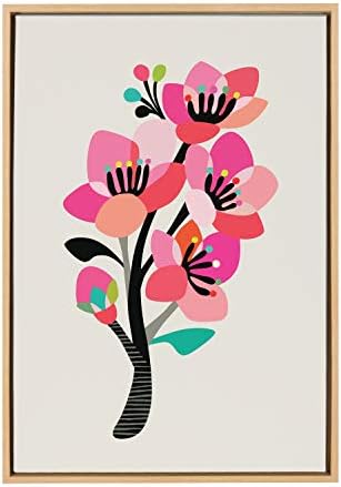 Kate and Laurel Sylvie Mid Century Modern Cherry Blossoms Framed ...
