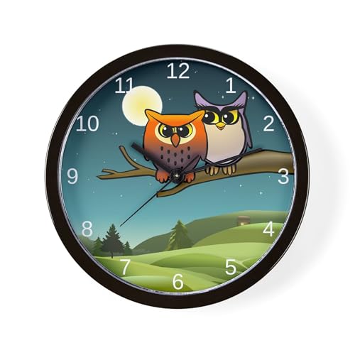 CafePress Cute Owls 10" Wall Clock for Livingroom, Kitchen, or Office