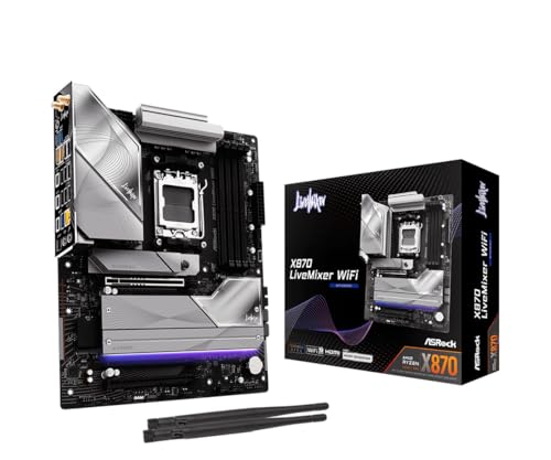 ASRock X870 LiveMixer WiFi AM5 Motherboard | AMD Ryzen 9000/8000/7000 | DDR5 8000+ (OC) | Dual USB4 | PCIe 5.0 | WiFi 7 | 16+2+1 Power Phase | 5GbE LAN