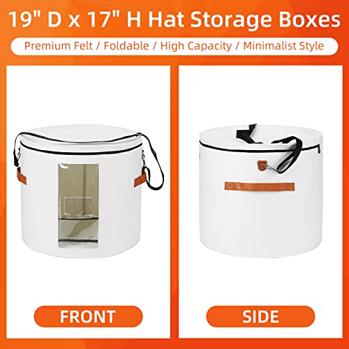 Large Hat Storage Box 19'' Hat Box For Large Hats, Hat Boxes For Women Storage Large Round Hat Boxes For Men Foldable Storage Box With Lid Felt Stuffed Animal Toy Storage Bin With Lid, White #TOP5