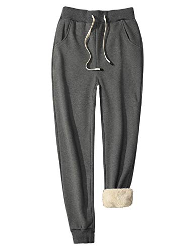 Gihuo Women's Winter Sweatpants Fleece Lined Harem Pants (Dark Grey, X-Small)