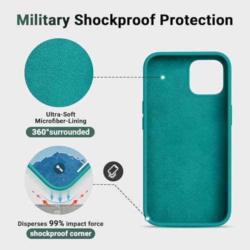 Image of Premium Liquid Silicone Case for iPhone 12 & 12 Pro - Slim Full Body Protective Back Cover with Soft Microfiber Lining, Anti-Slip Grip Scratch Resistant Phone Case(Teal)