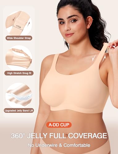 Image of Jelly Wireless Bras for Women No Underwire Push Up Seamless Full Coverage Bralettes Support Lift Everyday Bra