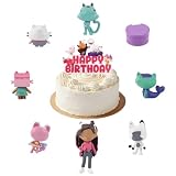 9 Stück Mini Tortendeko Figuren Set mit 8 pcs Figuren Deko und 1 pcs Happy Birthday Kuchendecko, Cartoon Tortenfiguren Set Cake Topper, Geburtstag Party Supplies für Kinder Geburtstagsfeiern
