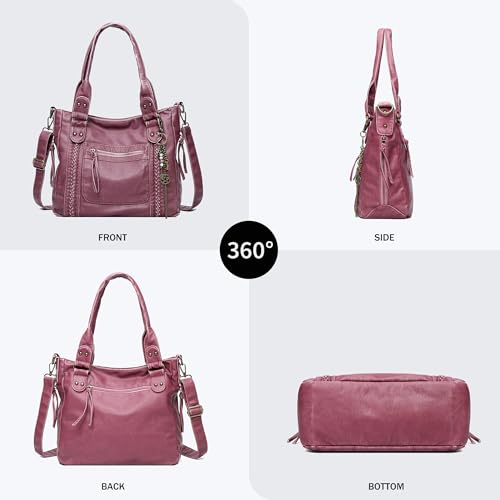 Image of Worldlyda Crossbody Bags for Women Large Tote Soft Leather Purses Washed Y2K Hobo Vintage Handbag Shoulder City Bag