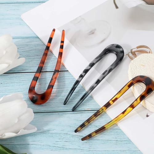 3 peças de garfos de cabelo franceses, grampo de cabelo em forma de U, clássico de 2 garfos de cabel