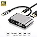 Produktbild SINYICG USB C a HDMI und VGA, 4 de 1 Hub Tipo C auf VGA HDMI 4K UHD USB 3.0 und PD3.0, USB C Adaptaer für MacBook Pro/iMac/Air Chromebook Pixel Dell XPS Huawei Samsung Smartphones y más