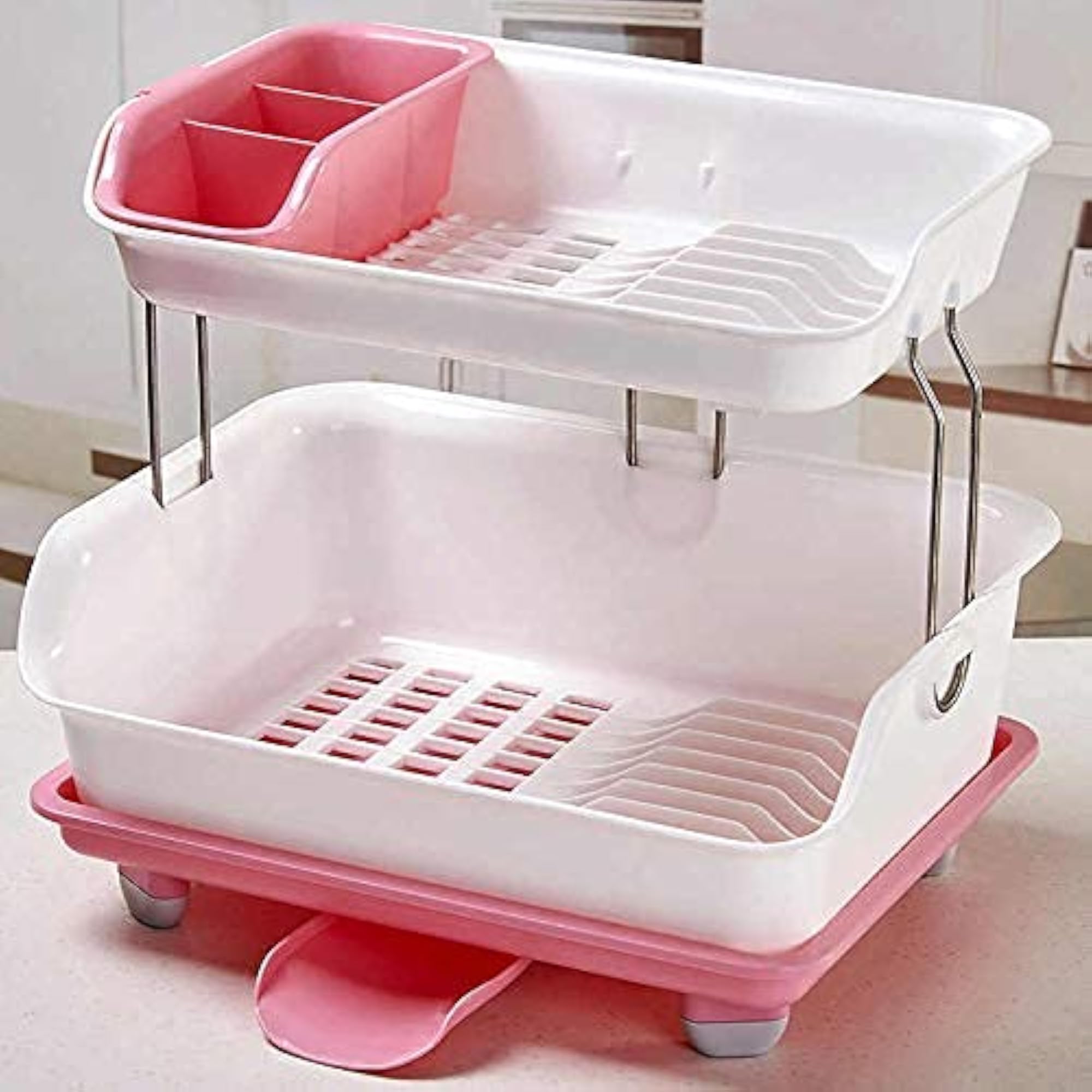 Swades 2 Tier Large Kitchen Sink Dish Drainer Rack, Drying Basket