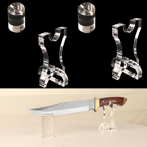 Portacuchillos Soporte de exhibición de cuchillos acrílicos Soporte de cuchilla fijo Portacuchillos de decoración para el hogar (Transparente 2 sistema)