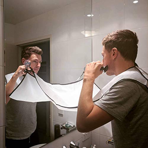 Avental de barba – Avental de barba para barbear com ventosas, branco