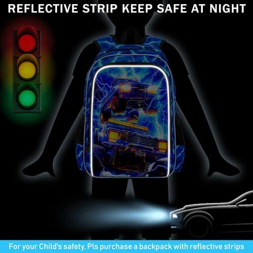 Image of 17 inch Truck Backpack for Boy, 3Pcs Lightning Bookbag for Elementary Preschool Kindergarten, Kids School Thunder Backpacks with Lunch Box (Blue)