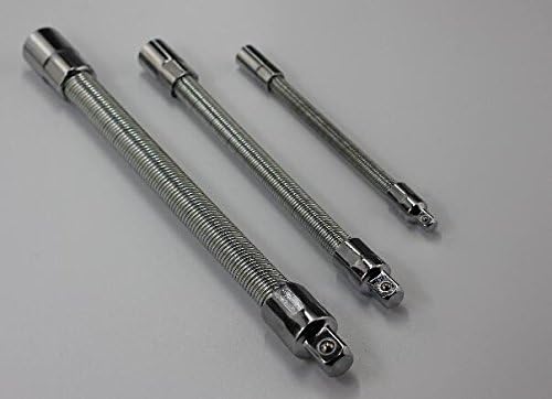 3 Piece Flexible Extension Bar Adaptor Set - 1/4" 3/8" 1/2" Drives