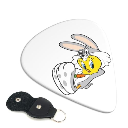 プラスチックピック かわいい漫画エレキギターピック トゥイーティー Abs素材 エレクトリック アコースティック 弦楽器 初心者 トライアングル ピック 6枚セット 0.96mm