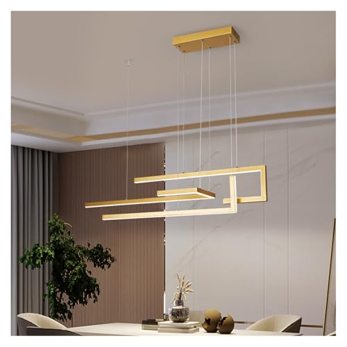 Suspension LED minimaliste pour cuisine et bar, luminaire design or 100cm chic