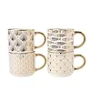 Luxury Ceramic Bone China Coffee Mug 490ml with Gold Handle with Art Deco Metallic Print, Elegant Gift Mug (H 9cmx 9.5cm) Assorted Designs (Geometric Diamond Pattern) #2
