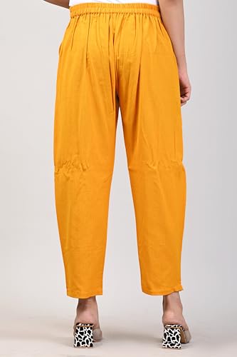 Image of Women Elastic Waist Regular Fit Casual Cotton Trouser Pants
