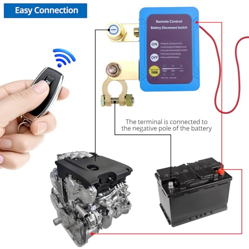 Qwork® Staccabatteria Auto, 12V 240A Staccabatteria, Stacca Batteria Remoto Senza Fili Auto, Per Auto, Camion, Camper - 4