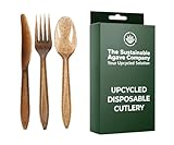 Sustainable Agave Co - Agave Fiber Cutlery - 12 Sets / 36 Pieces - Plant-Based, Made With Upcycled Materials - Bulk Brown Forks, Knives & Spoons Variety Pack