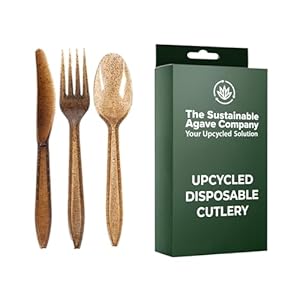Sustainable Agave Co – Agave Fiber Cutlery – 12 Sets / 36 Pieces – Plant-Based, Made With Upcycled Materials – Bulk Brown Forks, Knives & Spoons Variety Pack