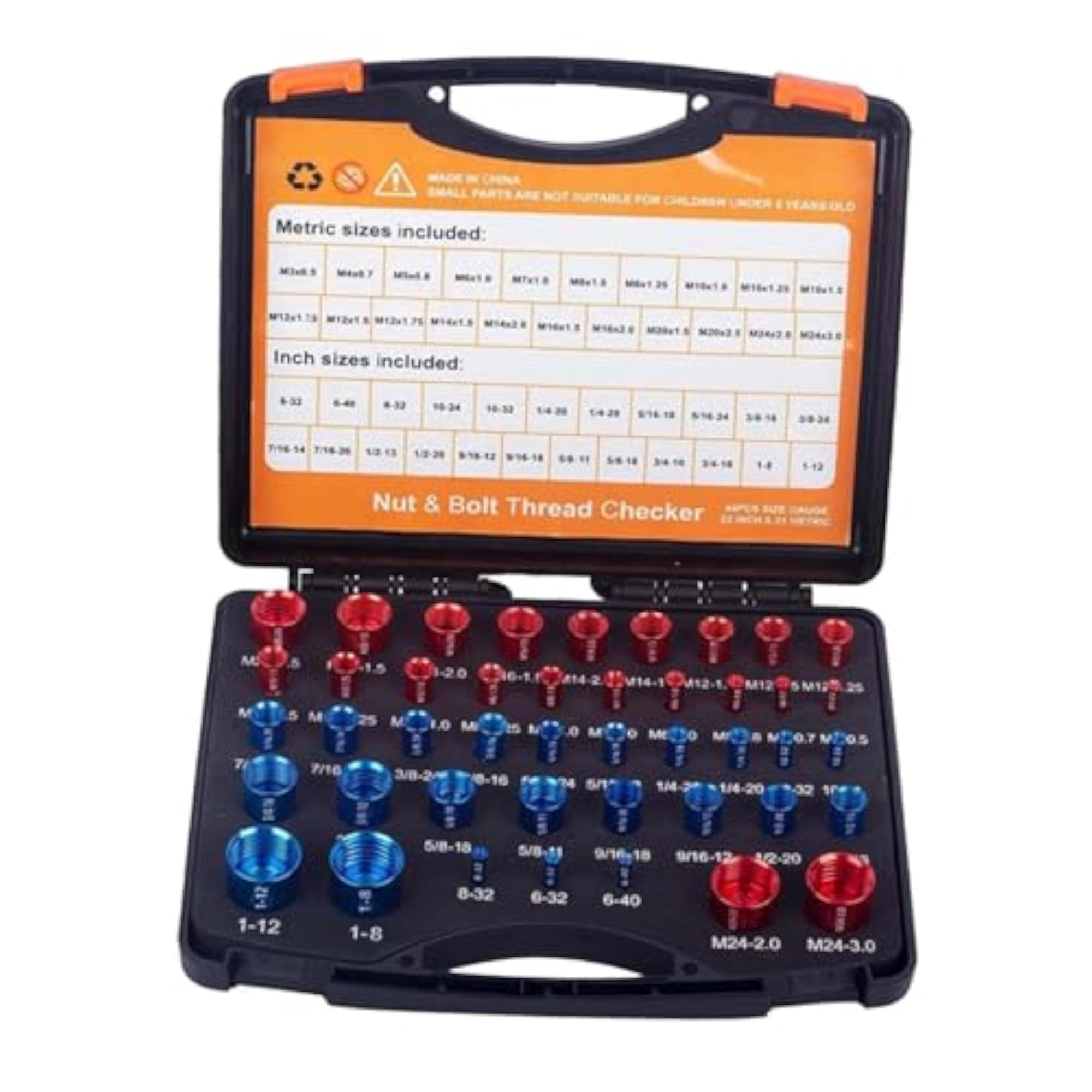 44Pcs Metric Nut and Bolt Thread Checker for Auto Mechanics