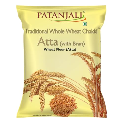 Image of Patanjali Traditional Whole Wheat Chakki Atta 5kg - 100% Atta 0% Maida | Freshly Milled | Soft Roti Chapati & Paratha | High in Natural Fibre | 100% Vegetarian