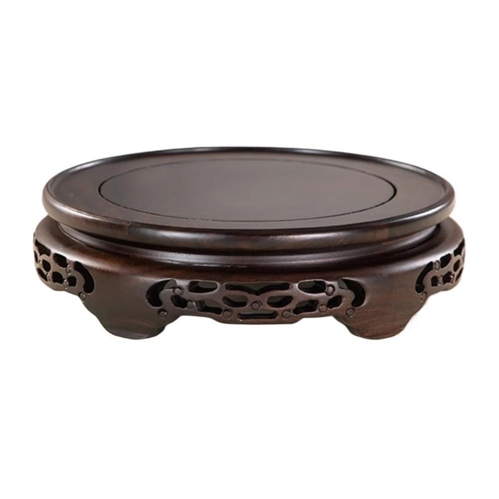 S5b8w3g7 One Color Pedestal Round Wooden Bonsai Stand Teapot Ornament Base Decor(Large)