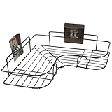 ANDRESLAD Estante Esquinero Metálico de Pared para Baño Soporte de Almacenamiento Multifuncional Negro Adecuado para Ducha y Gel de Ducha Organizador Compacto para Artículos de Aseo