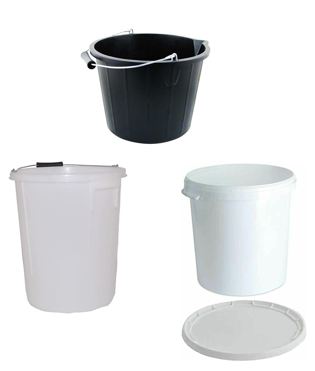 M1ss Set Of 3 Buckets Strong Plastic Multi-Purpose Storage Bucket For Home Garden Construction (Set Of 3 Buckets)