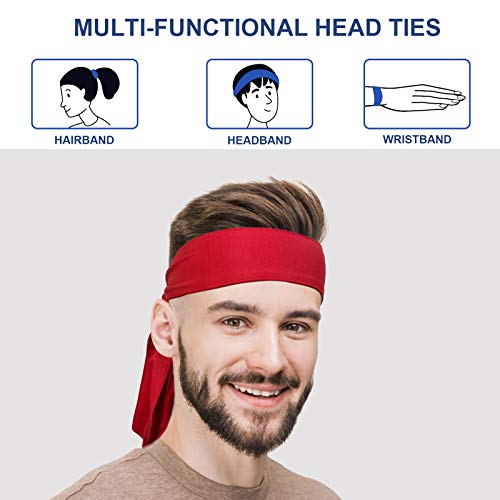 6 Pack Head Tie Sports Headband Tennis & Ninja Bandana, Athletic Sweatband for Men Women - Thumbnail 4