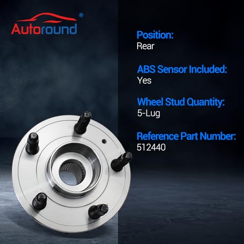 Autoround 512440 Rear Wheel Bearing and Hub Assembly Compatible with Chevy Equinox GMC Terrain 2010-2017 5 Lug W/ABS by Autoround - Image 3
