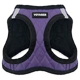 Best Pet Supplies - All Weather Mesh / Plush, Reflective, No Pull Harness for Small, Medium Dogs, Cats - Secure with Hook & Loop Fastener, Buckle, Double D-Rings - Purple Faux Leather, M