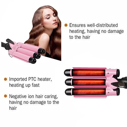 Buy Hair Curling Iron 3 Barrel Wand Temperature Adjustable 25mm Hair