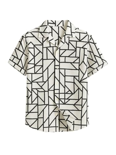 Image of Veirdo Poly Cotton Oversized Loose Baggy Fit Drop Shoulder Cool and Stylish Abstract Print Men Camp Collar Shirt