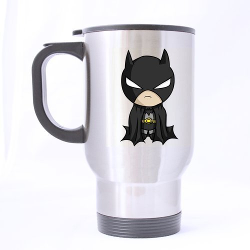 Cartoon Cute Bat Man Custom Personalized Travel Mug Sports Bottle Coffee Mugs Silver 14 OZ Office Home Cup Two Sides Printed