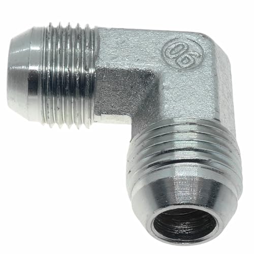 Image of 1 Piece Hydraulic 1 /2 inch JIC (3 /4 inch-16) 37 Flare Male x 1 /2 inch JIC (3 /4 inch-16) 37 Flare Male Elbow Adapter Steel Plated