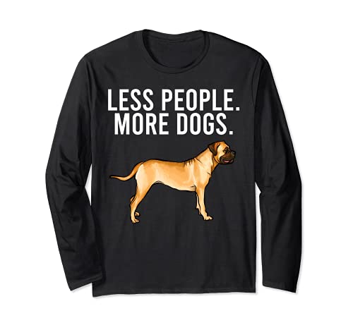 Less People More Dogs Bullmastiff Funny Introvert Long Sleeve T-Shirt, Black
