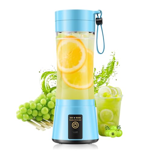 Image of Mini Cordless Personal Blender - Portable Blender Make Smoothies | 380ml Lightweight Blender, 6 Stainless Steel Blades, Powerful Quick Blend, Easy Clean, Freshly Squeezed in Sports /Office /Gym