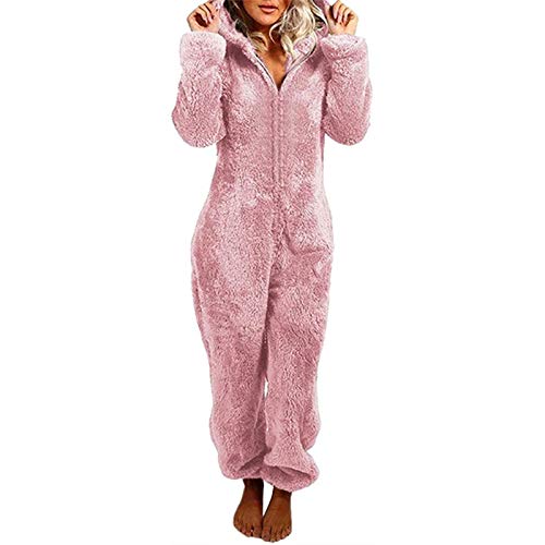 Scucs Combinaison pour femme, pyjama duveteux pour femme, pyjama en polaire pour femme, combinaison pyjama adorable, fermeture éclair à capuche Cover